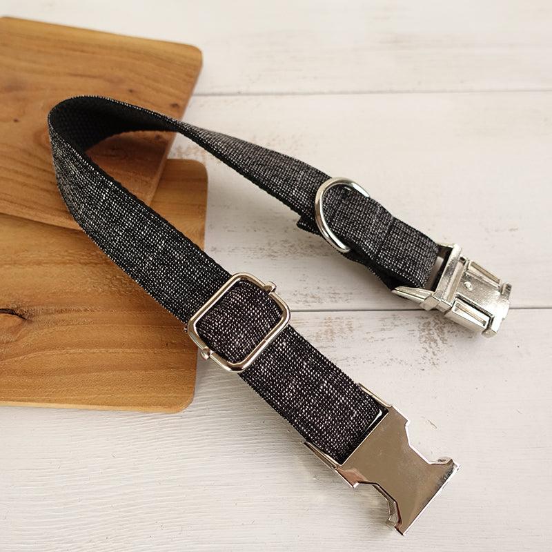 Thicken Soft Dog Collar Set - Elegant Black With Light Gold Accents