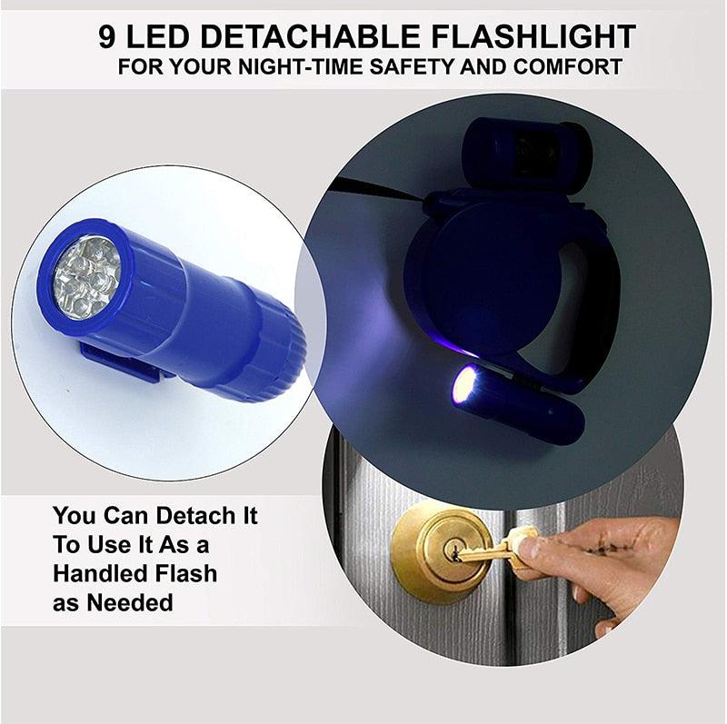 Nightwalk 4.5M Led Light And Waste Bag Dispenser Retractable Dog Leash-1