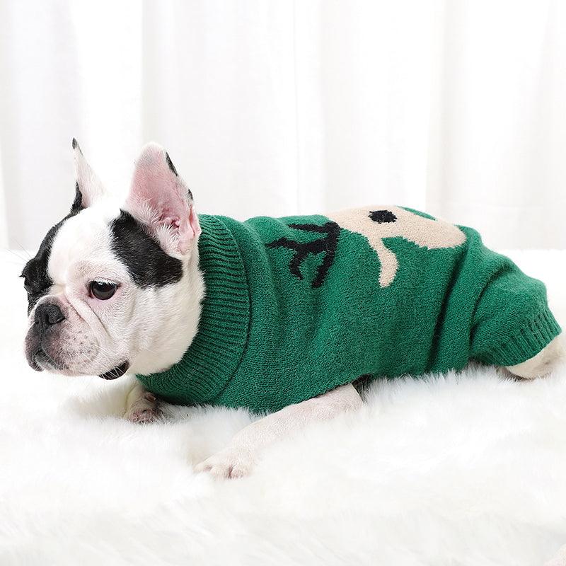Festive Fairytale Pet Sweater: Elk Printed Knitwear For Dogs And Cats